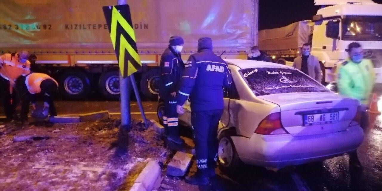 Otomobille tır çarpıştı: 1 yaralı