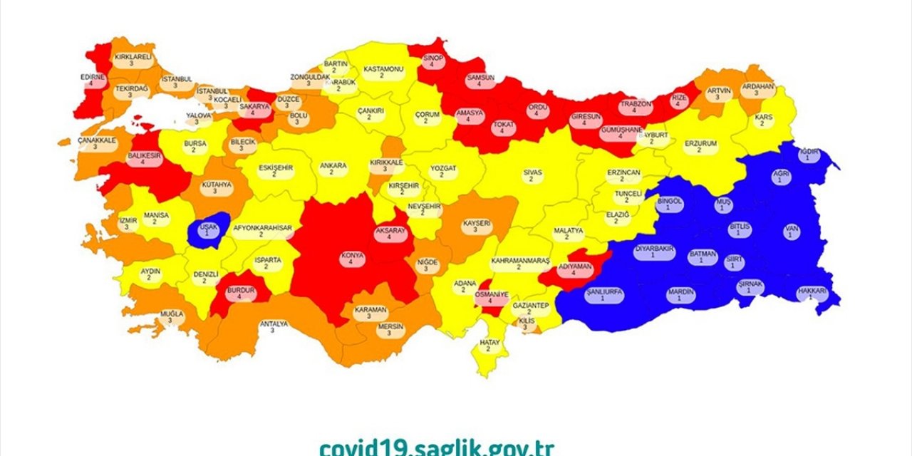 Sağlık Bakanı Koca Kovid-19 risk haritasını paylaştı