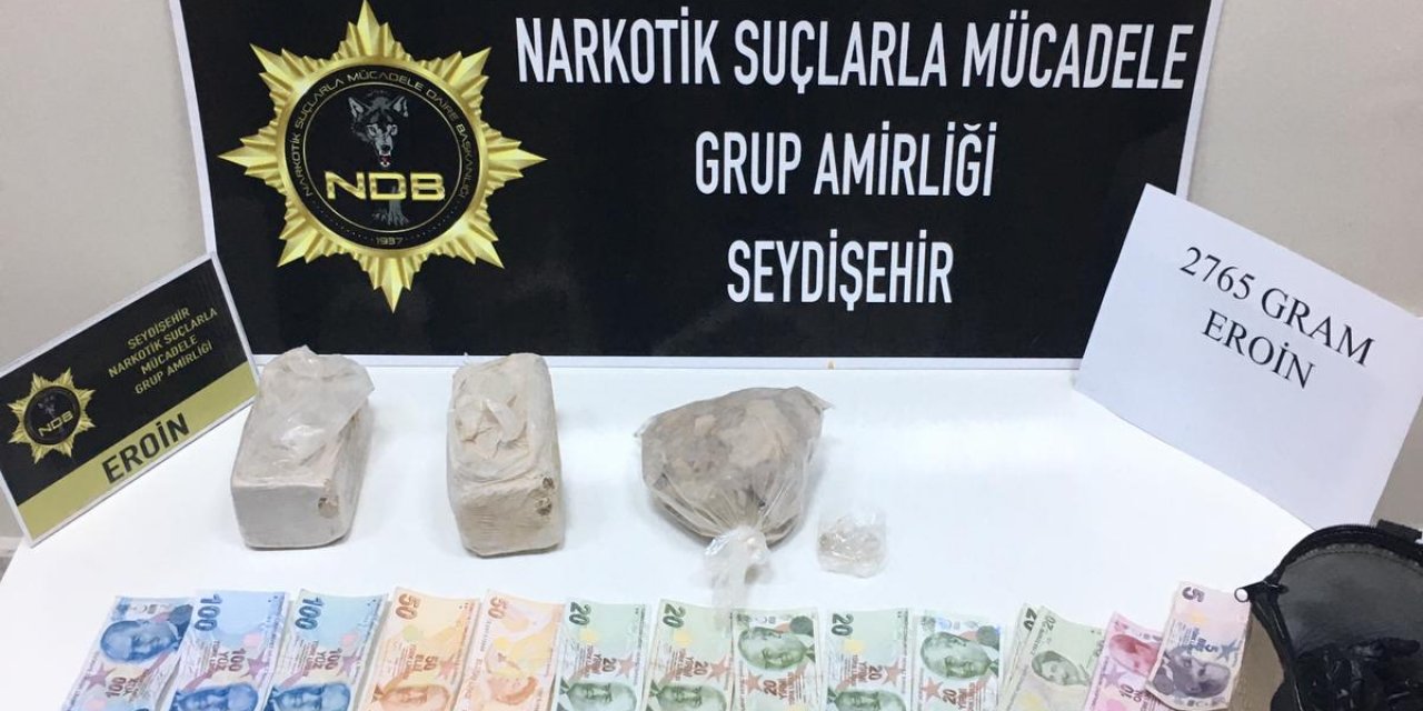 Konya'da 2 kilo 765 gram eroin ele geçirildi