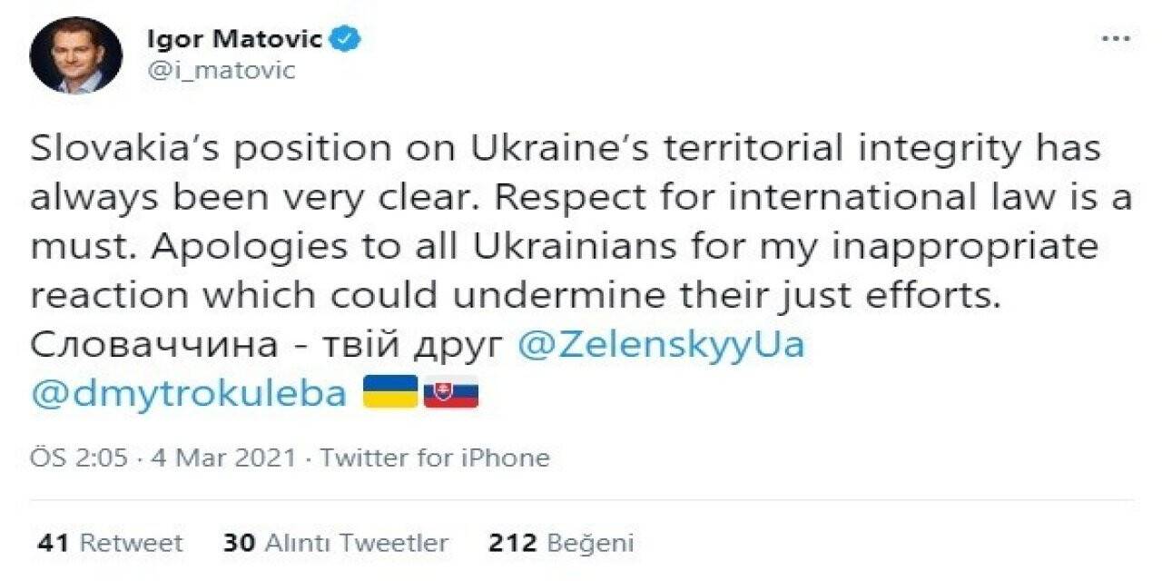 Slovakya Başbakanı Matoviç’in aşı gafı Ukrayna ile diplomatik krize yol açtı