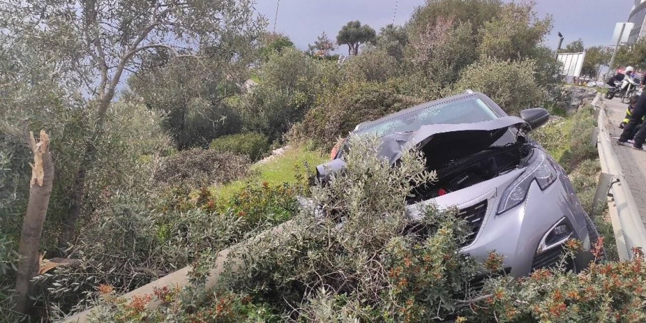 Ehliyetsiz sürücü şarampole uçtu; 2 yaralı
