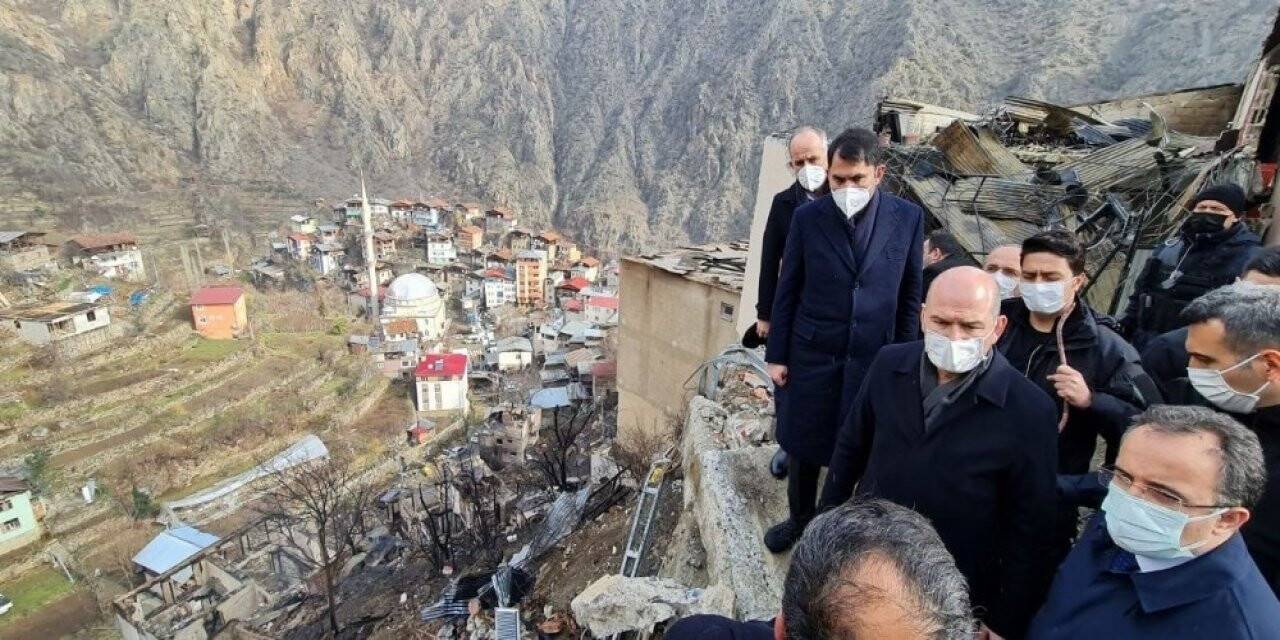 Bakanlar Soylu ve Kurum evleri yanan vatandaşlara seslendi