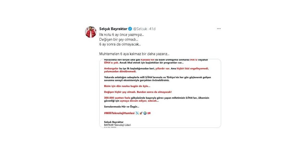 Selçuk Bayraktar’dan son günlerde çıkan ambargo haberlere dair açıklama