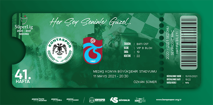 Konyaspor-Trabzonspor maçı hatıra biletleri satışa çıktı