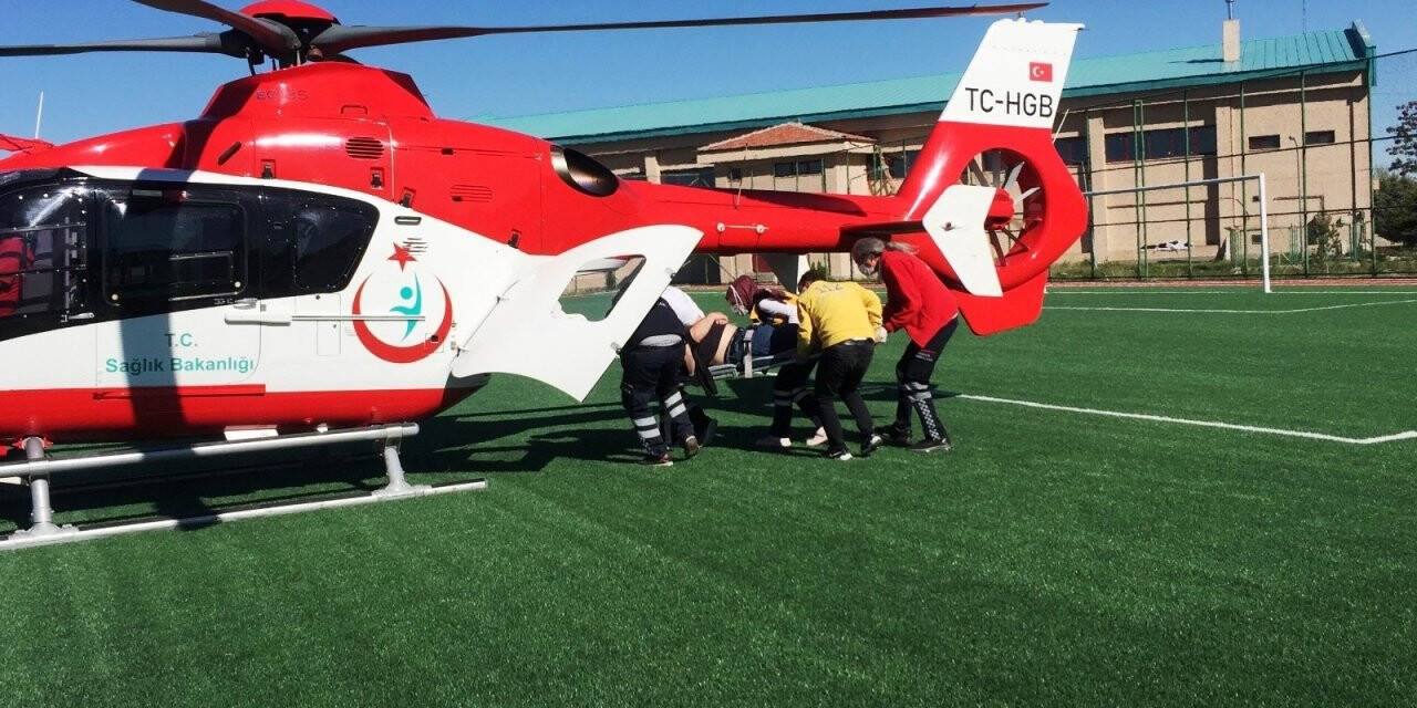 Konya'da kalp krizi geçiren hastaya hava ambulansı