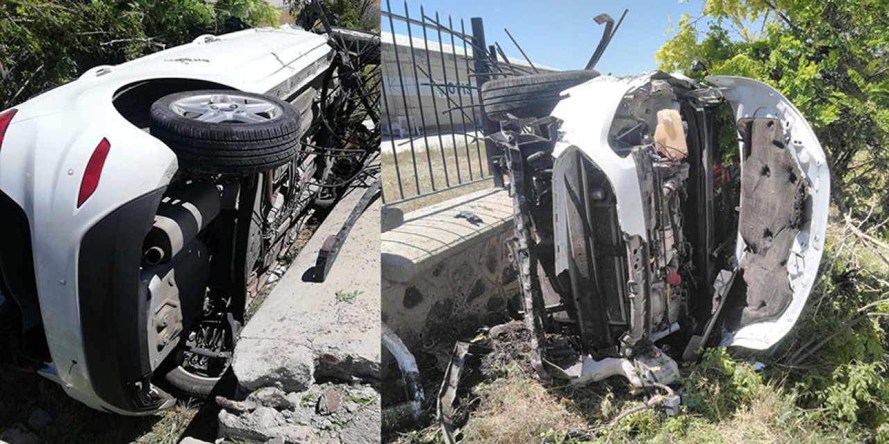 Konya'da kaza! Devrilen araçtaki anne ve iki kızı yaralandı