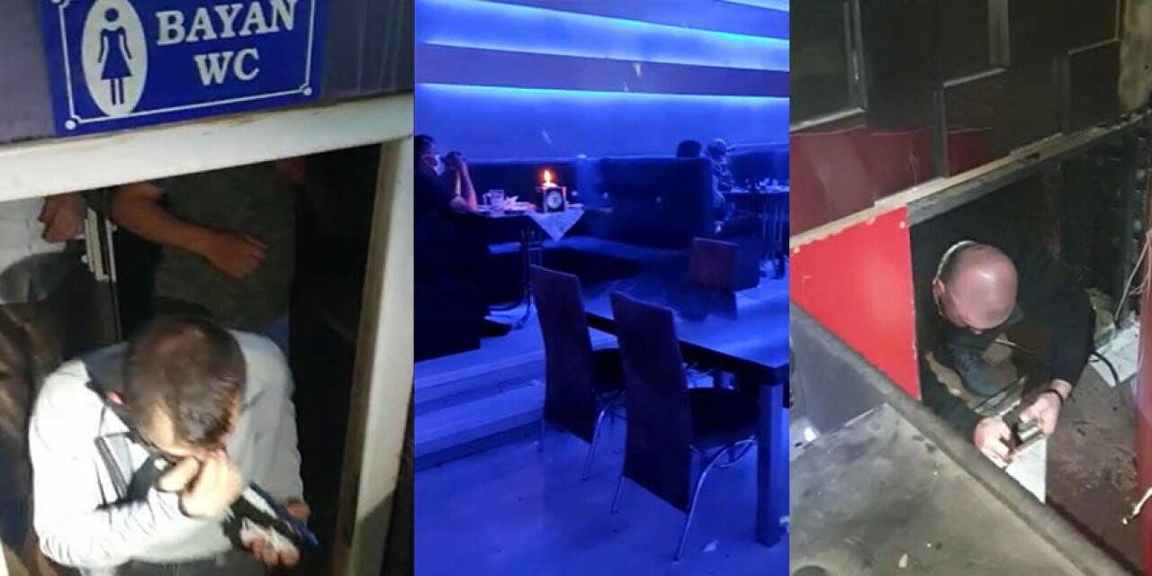 Eğlence mekanına baskın! Sahnenin altına ve tuvalete saklandılar