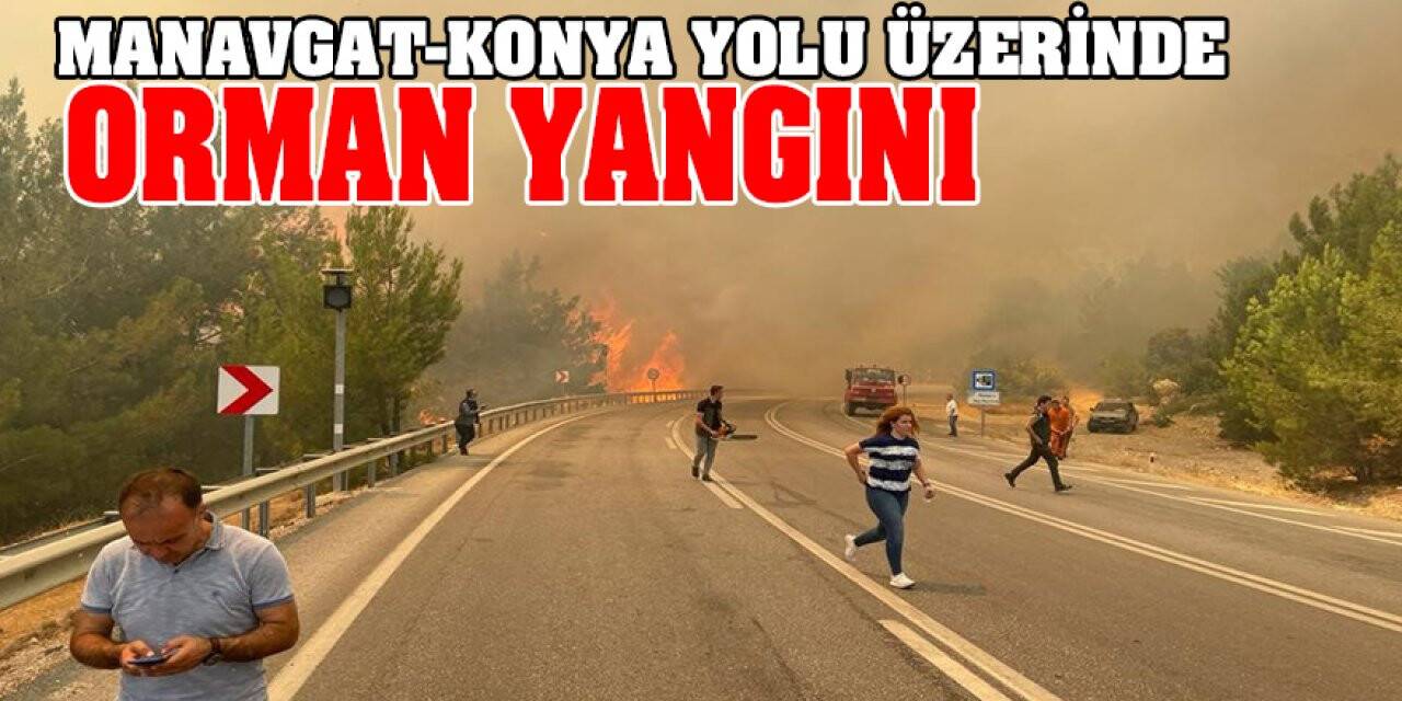 Manavgat-Konya yolu üzerinde orman yangını