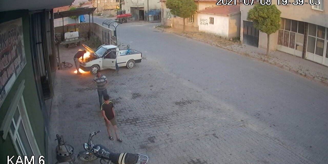 Oto tamircisi yanmaktan son anda kurtuldu