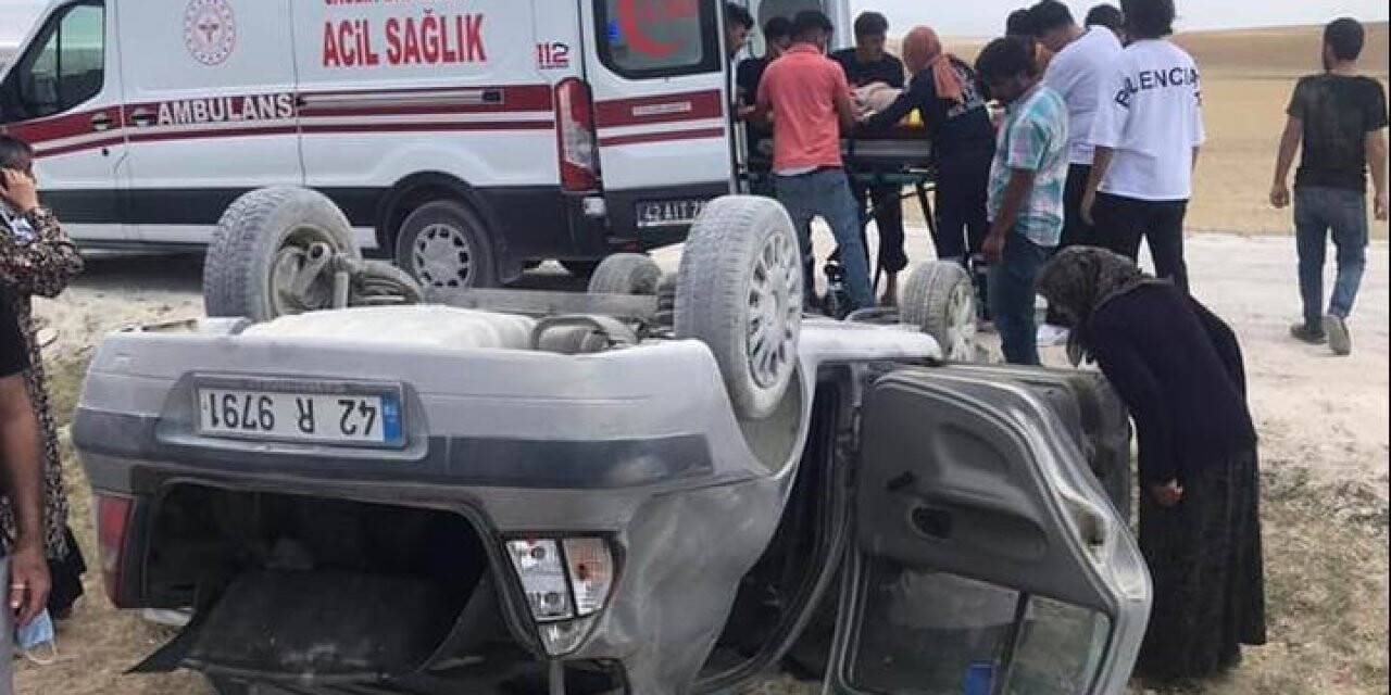 Konya’da otomobil takla attı: 2 yaralı