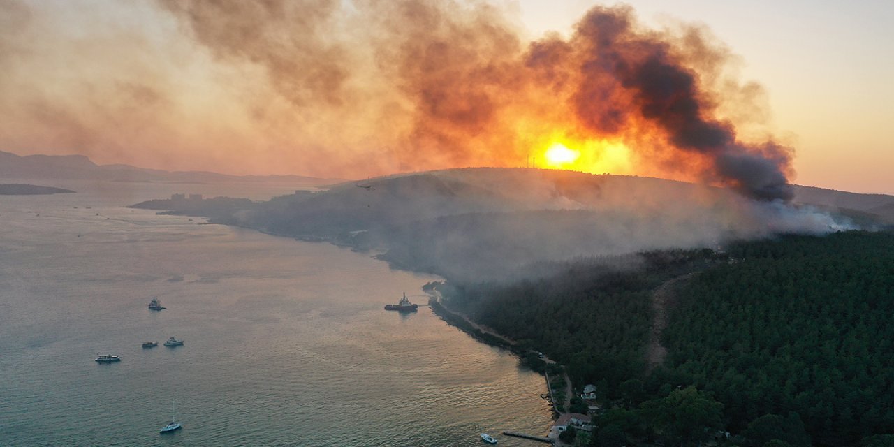 Milas'taki yangında zarar gören ormanlık alanlar havadan görüntülendi