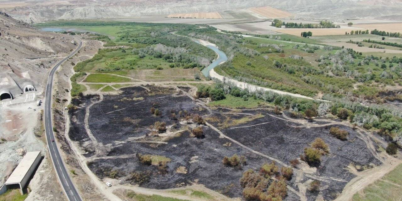 Kuş Cenneti’nde çıkan yangının tahribatı havadan görüntülendi