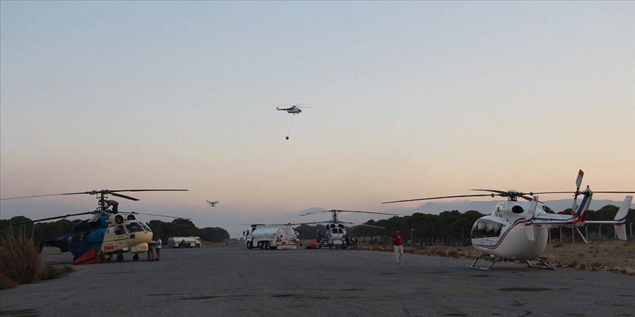 Hava araçları yangınları söndürmek için sabahın ilk ışıklarıyla havalanıp gün batımında piste dönüyor