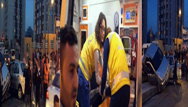 Otomobil tramvay yoluna uçtu, ilginç görüntüler ortaya çıktı!