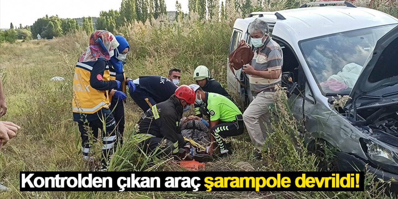 Konya'da kontrolden çıkan araç şarampole devrildi!