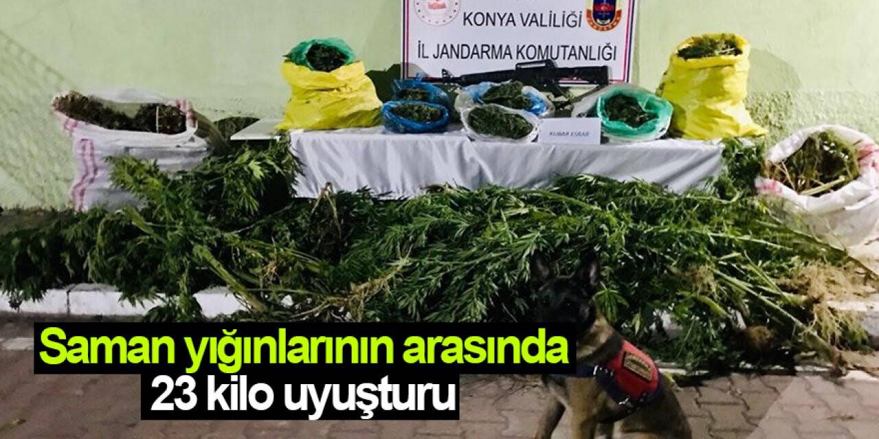 Konya’da saman yığınlarının arasında 23 kilo uyuşturucu ele geçirildi