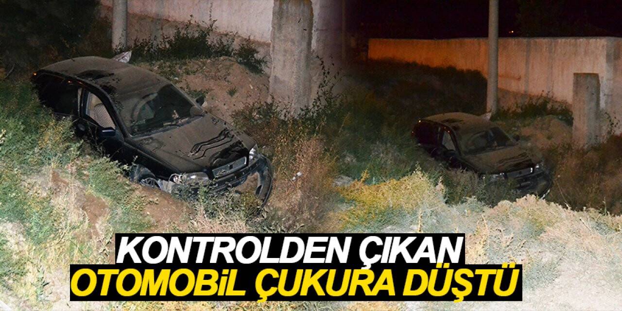 Konya'da kontrolden çıkan otomobil 2,5 metre derinliğindeki çukura düştü