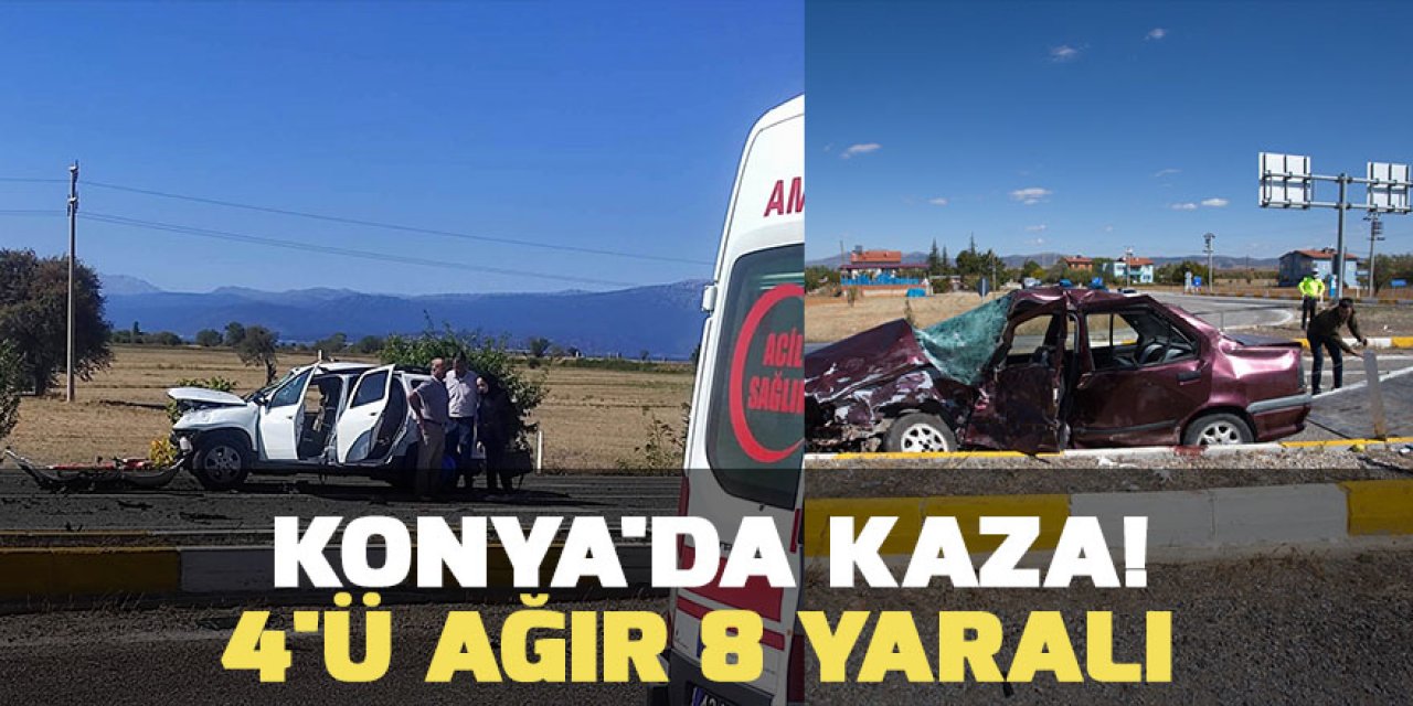 Konya'da kaza! Cip ile otomobil çarpıştı 4'ü ağır 8 yaralı