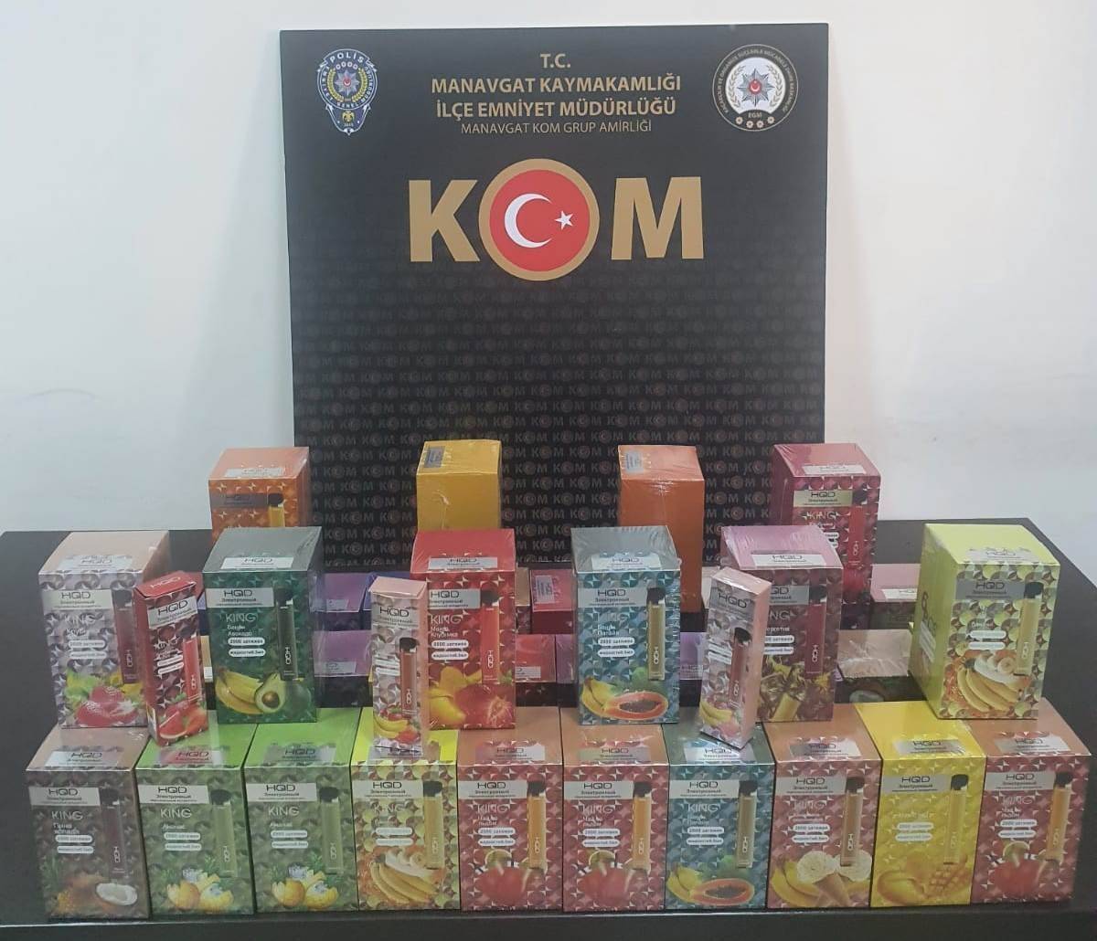 Manavgat’ta 237 adet gümrük kaçağı elektronik sigara ele geçirildi