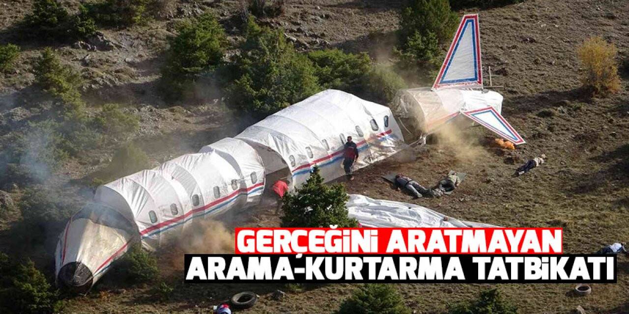 Konya'da uçak kazası tatbikatı gerçeğini aratmadı