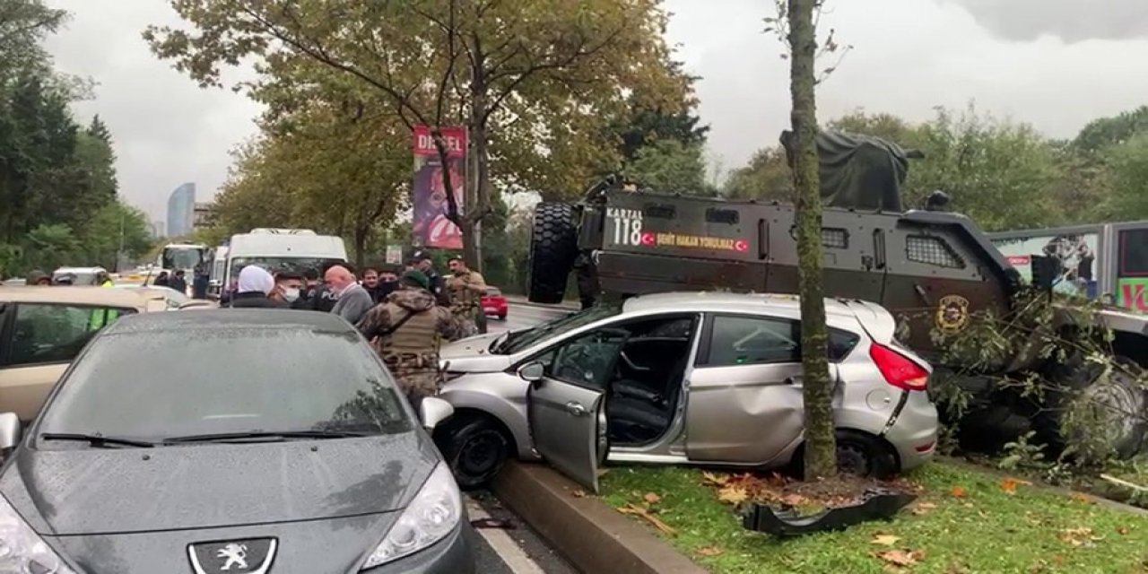 Sarıyer'de zırhlı polis aracı 6 araca çarptı: 3 yaralı