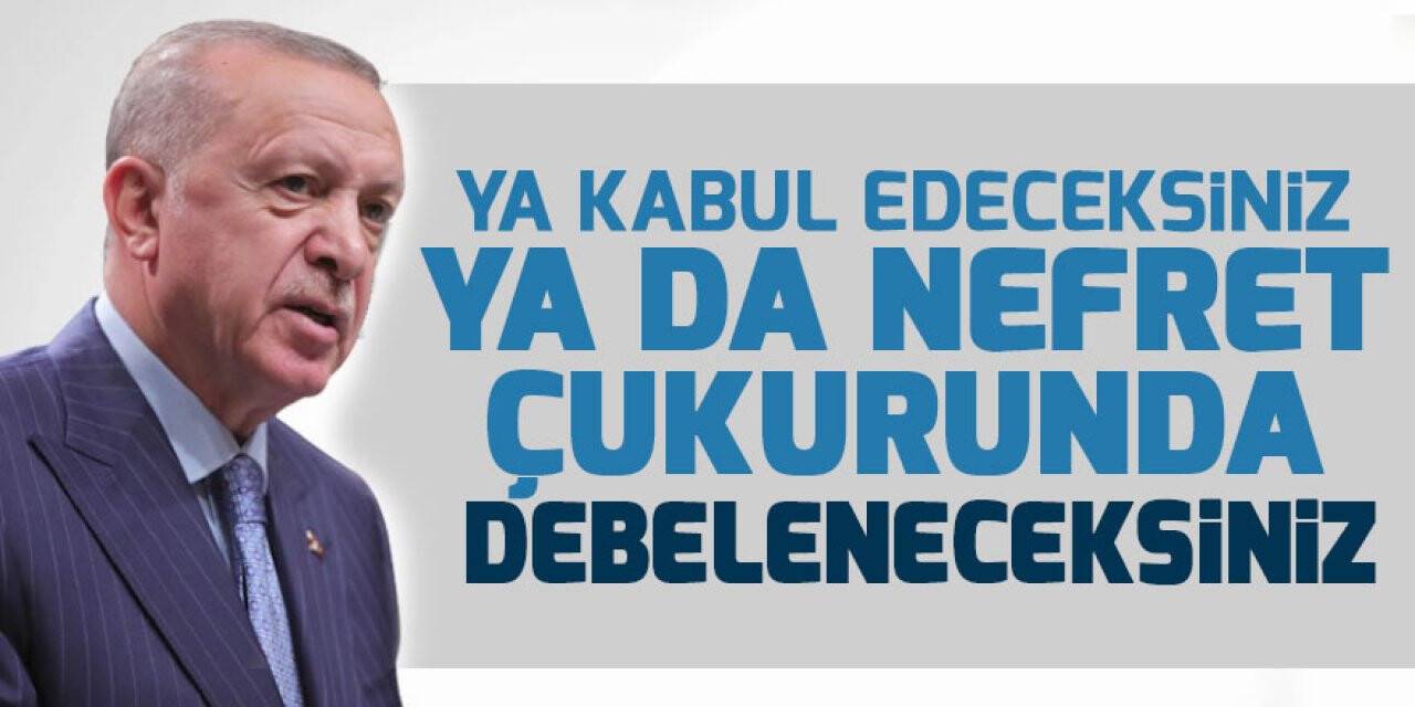 Cumhurbaşkanı Erdoğan: Ya kabul edeceksiniz ya da nefret çukurunda debeleneceksiniz