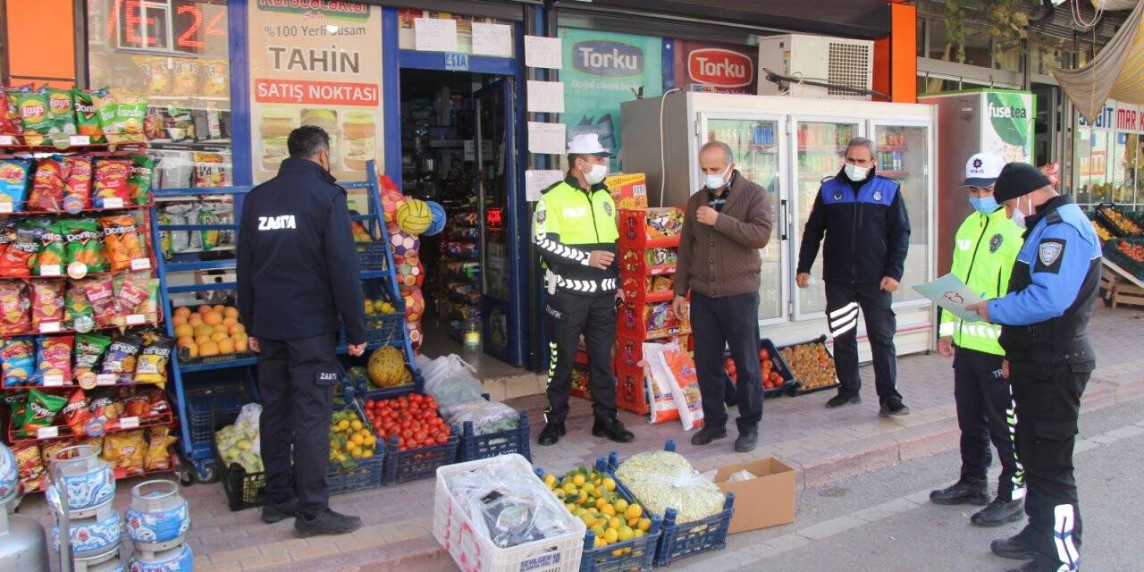 Seydişehir'de kaldırım ve yolları işgal eden esnaf uyarıldı