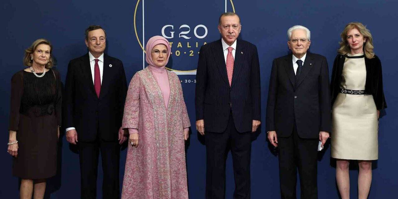 Cumhurbaşkanı Erdoğan, İtalya’da G20 liderleri onuruna verilen akşam yemeğine katıldı