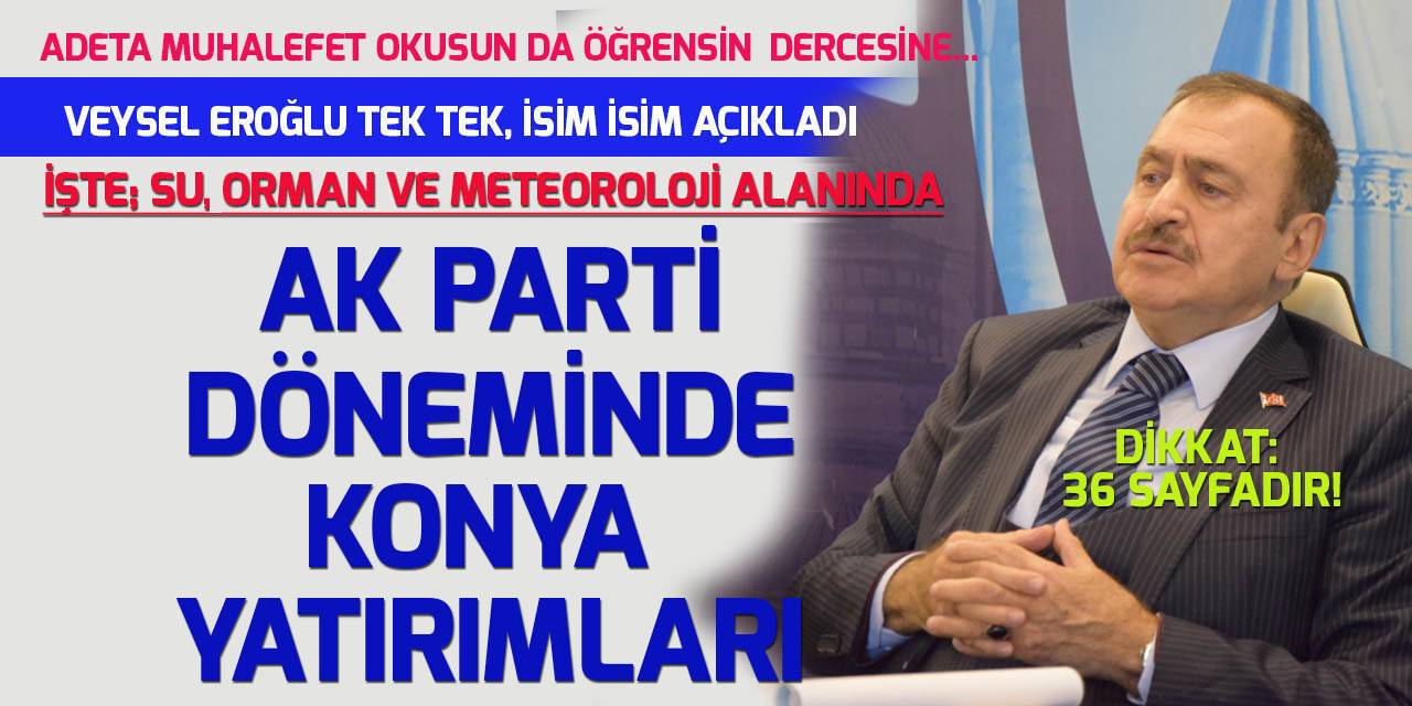 İşte AK Parti döneminde Konya'ya, Su, Ormancılık, Milli Park ve Meteoroloji alanında yapılan yatırımlar
