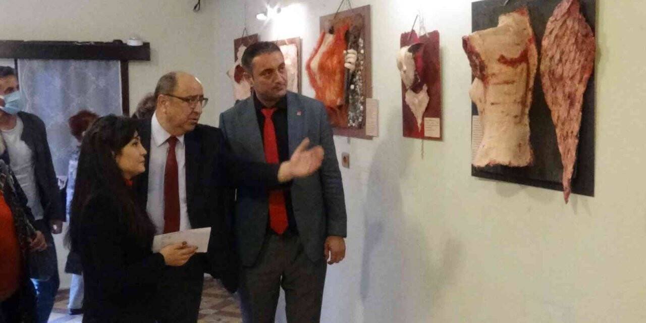 Geri dönüşüm malzemeleri kullanarak kadına şiddete dikkat çekiyor