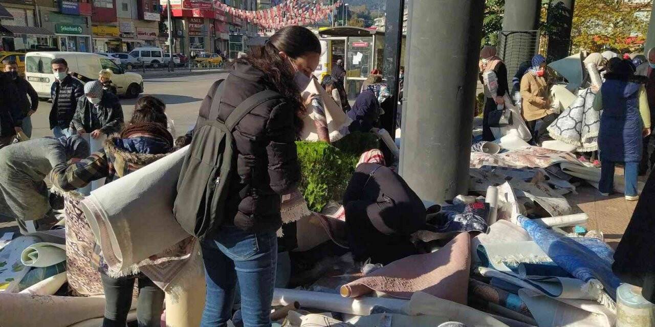Sabah erkenden halı almaya koştular