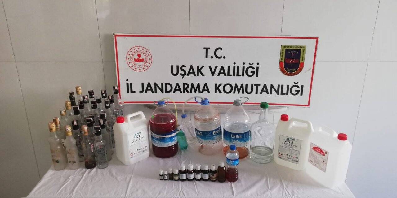 Sahte alkol üreten şüpheli jandarmaya yakalandı