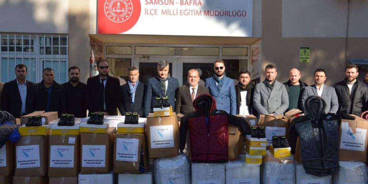 Gurbetteki Bafralılardan 700 öğrenciye bot ve mont desteği