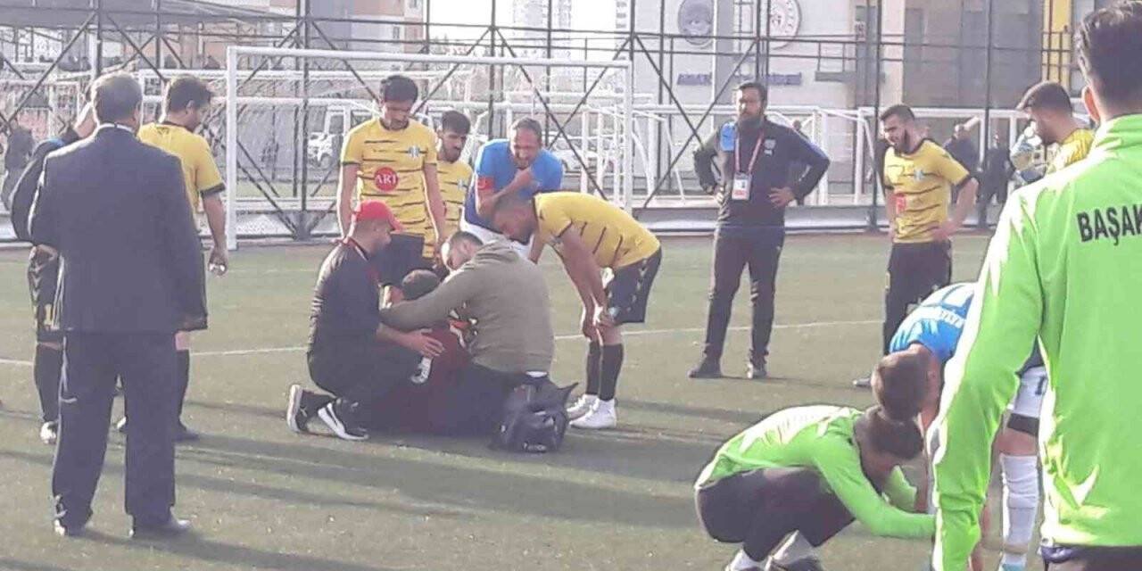 Kaleci sahada bayıldı