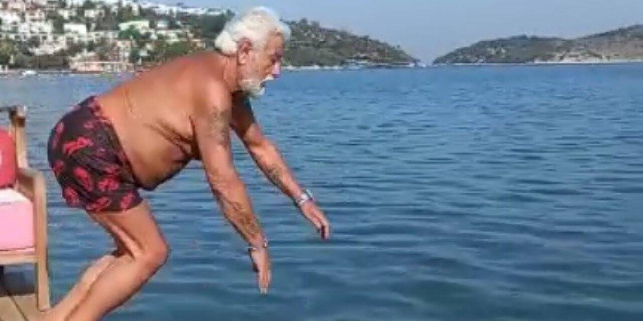 Fedon "Kanser oldu, ölüyor" diyenlere nispet denize atladı