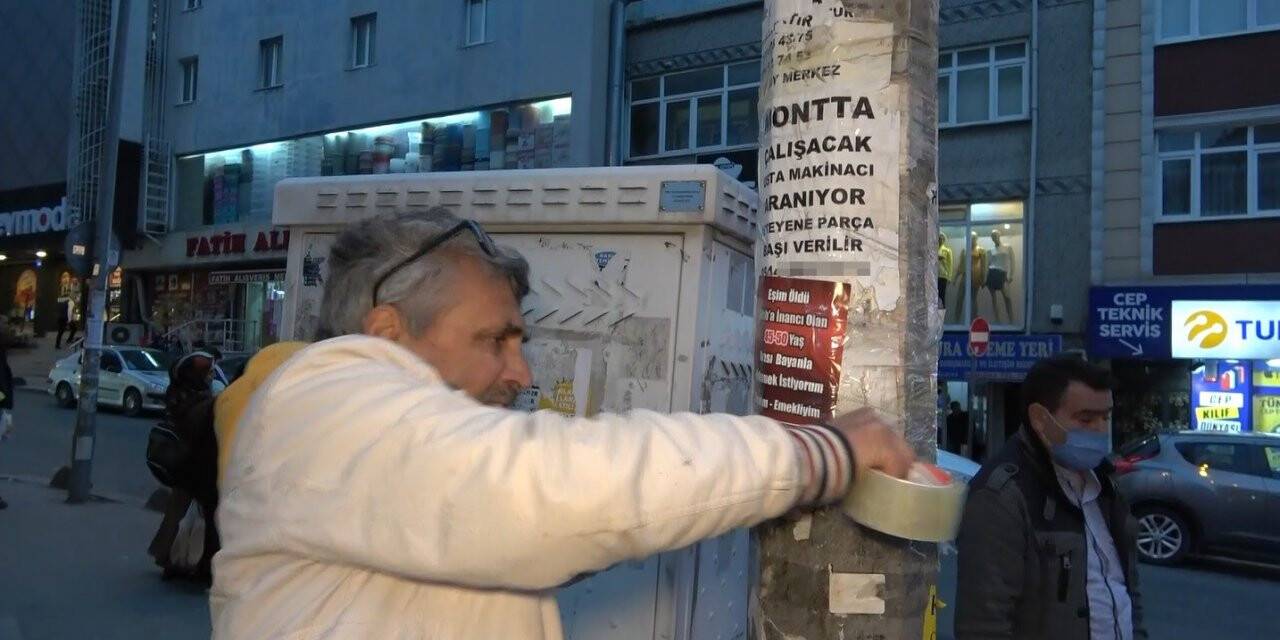 Hayalindeki eşi direklere afiş asarak arıyor
