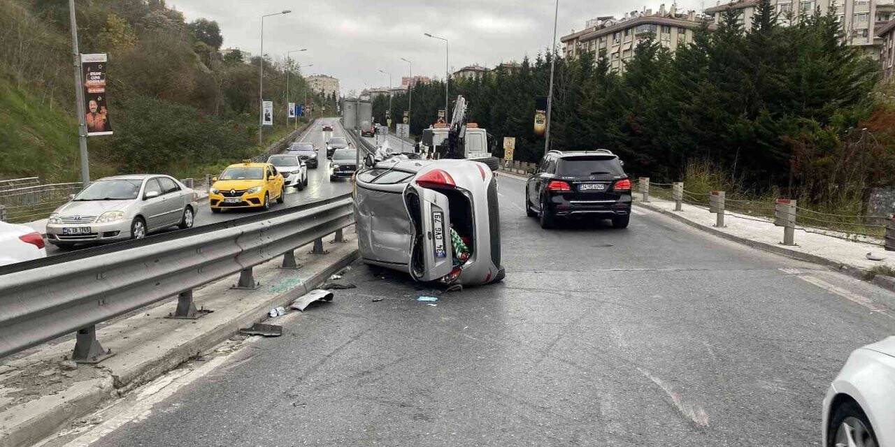 Ulus’ta takla atan sürücü burnu bile kanamadan kurtuldu