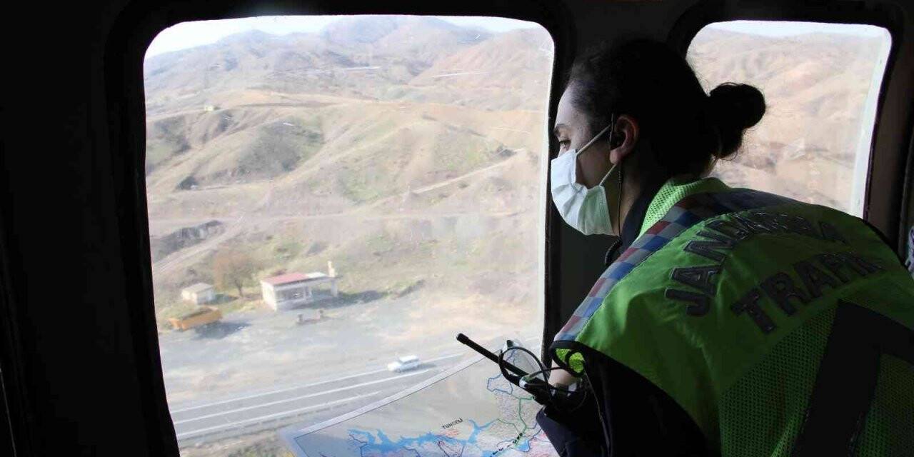 Elazığ’da helikopter destekli trafik denetimi