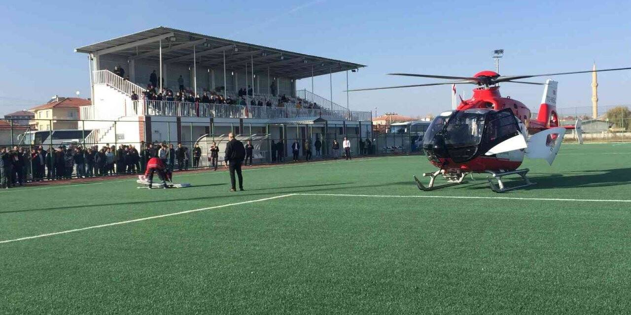 Konya’da devre arasında helikopter ambulans sahaya indi