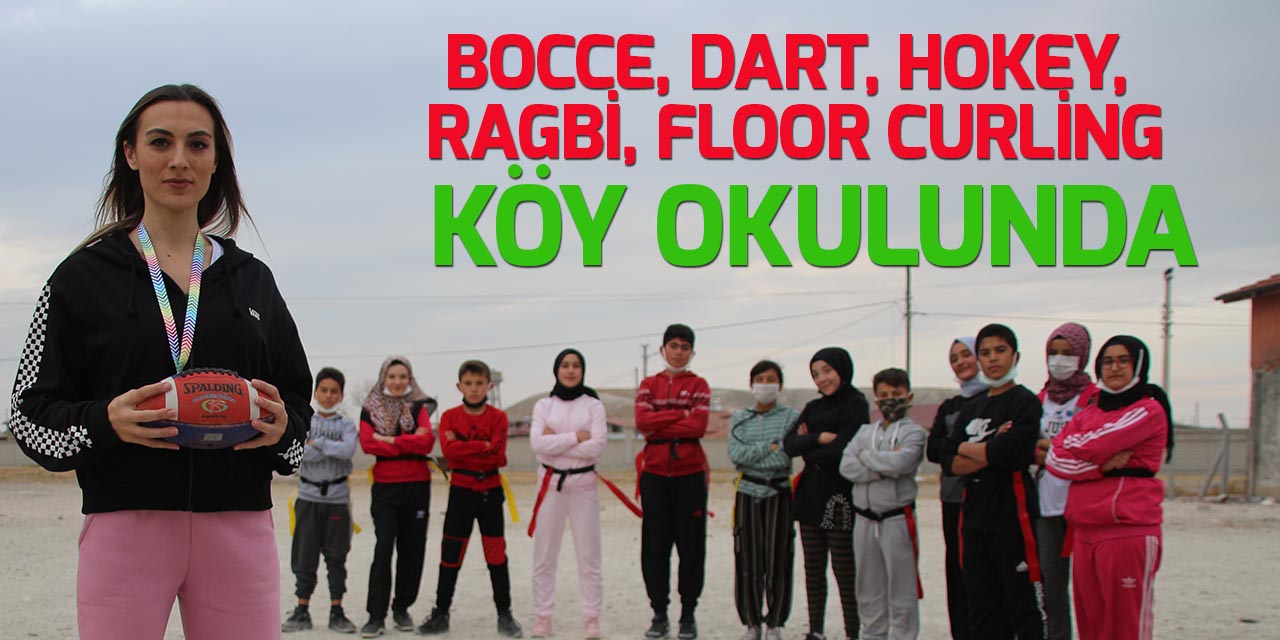 Köy okulunda bocce, dart, hokey, ragbi, floor curling öğretiyor