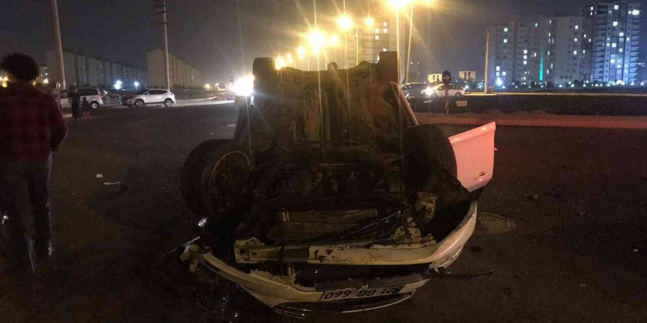 Karanlıkta kavşağı göremedi, aracı taklalar atarak durdu