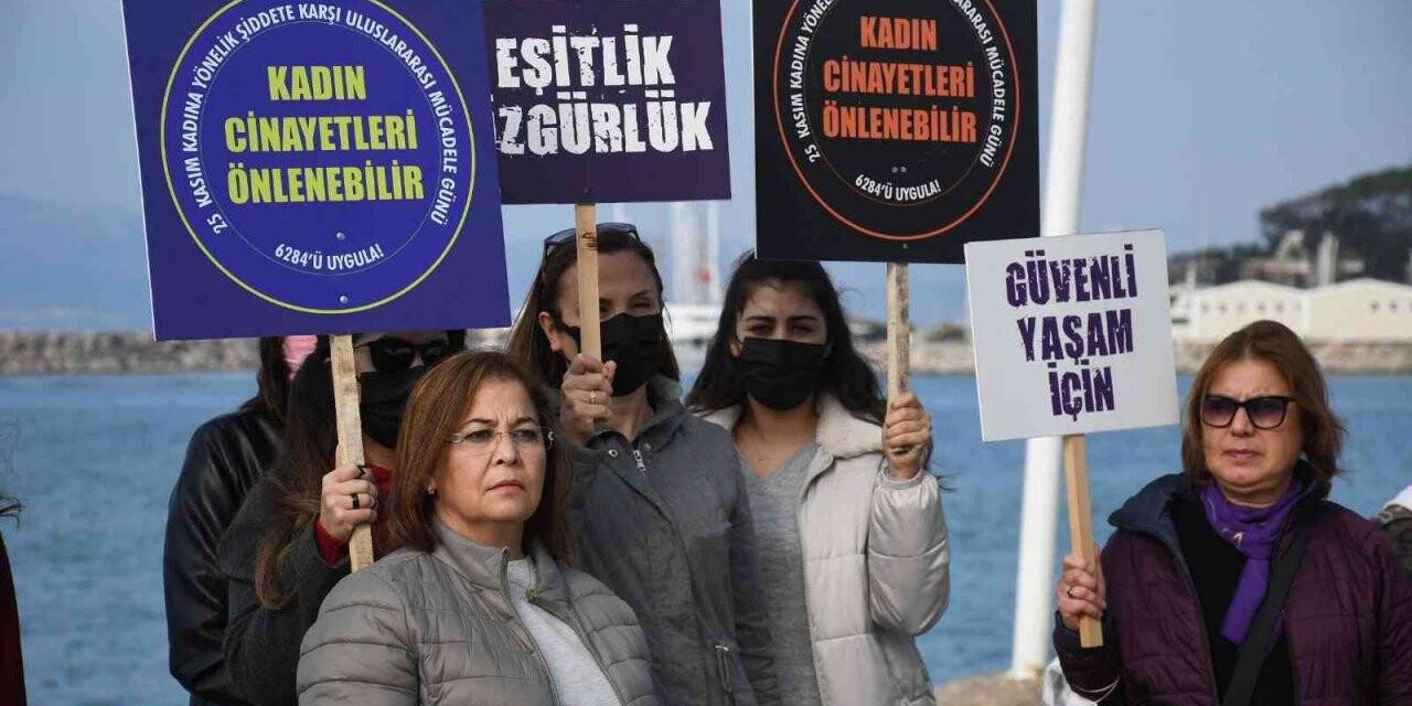 Kuşadalı kadınlar şiddete karşı tek yürek oldu