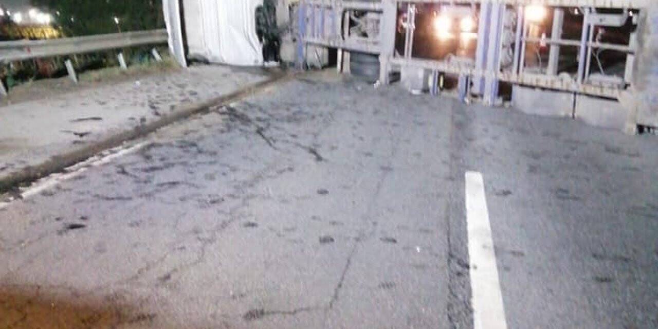 Demir yüklü tır devrildi, şoför hayatını kaybetti