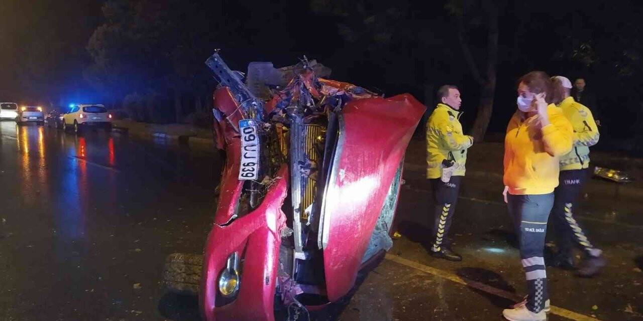 Takla atan aracın sürücüsü kaçtı