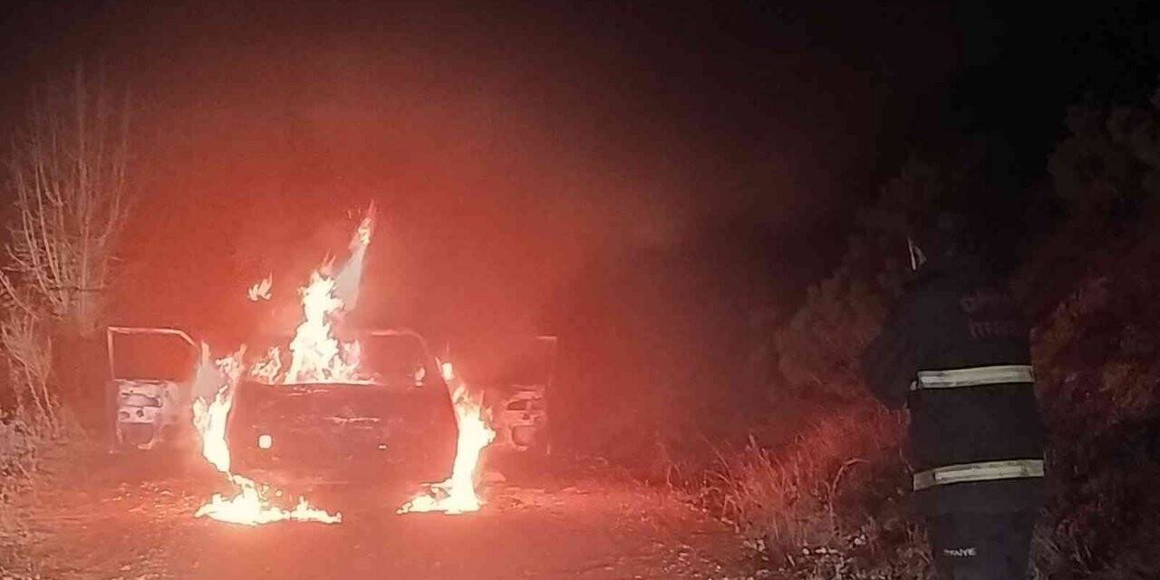 Seyir halindeki araç alev alev yandı