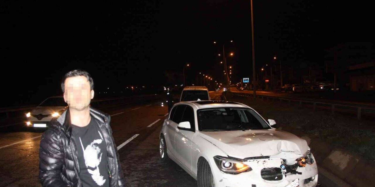 Ters yönden gelip kazaya sebep olan alkollü sürücüyü düşen plakası ele verdi