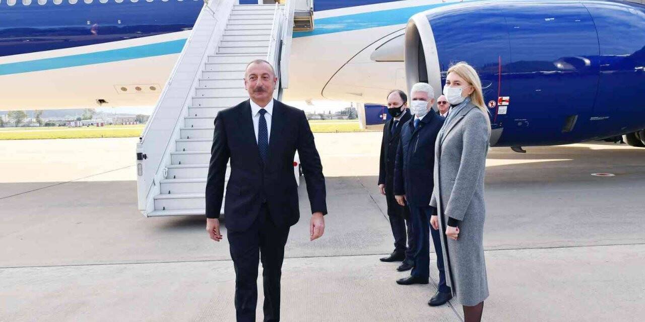 Aliyev, Putin ve Paşinyan’la görüşmek üzere Soçi’ye vardı