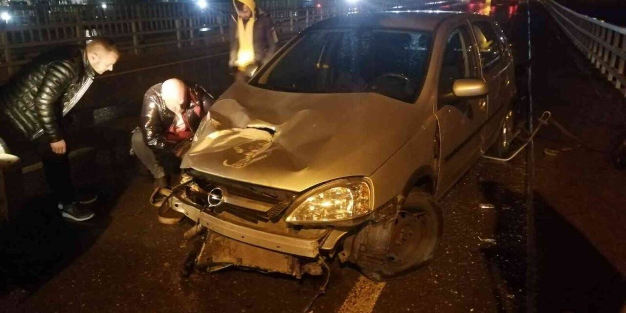 Otomobil köprü üzerinde kaza yaptı: 1 yaralı