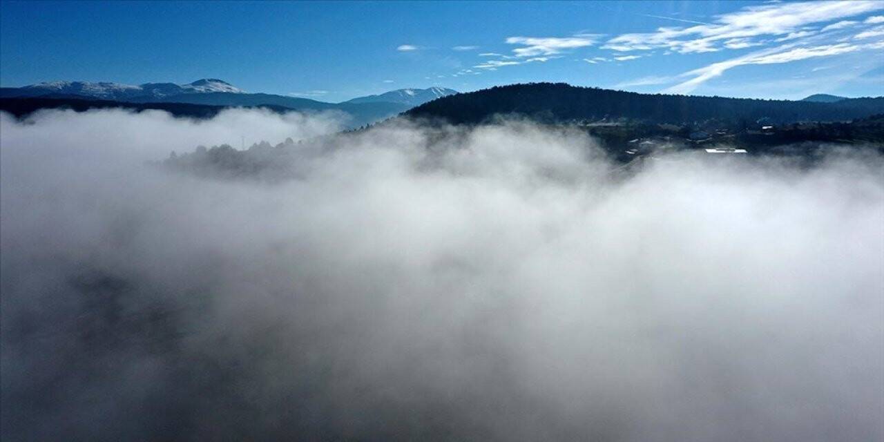 Sisle kaplanan Ilgaz Dağı havadan görüntülendi