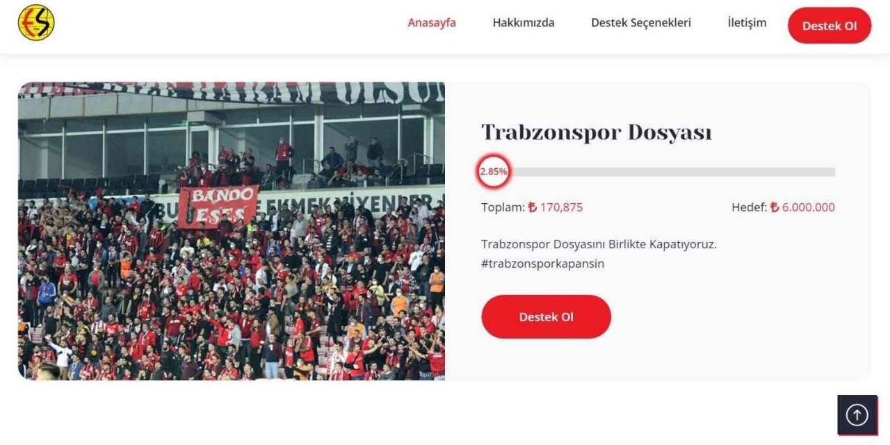 Es-Es’in Trabzonspor dosyası için başlattığı kampanya 170 bin liraya ulaştı